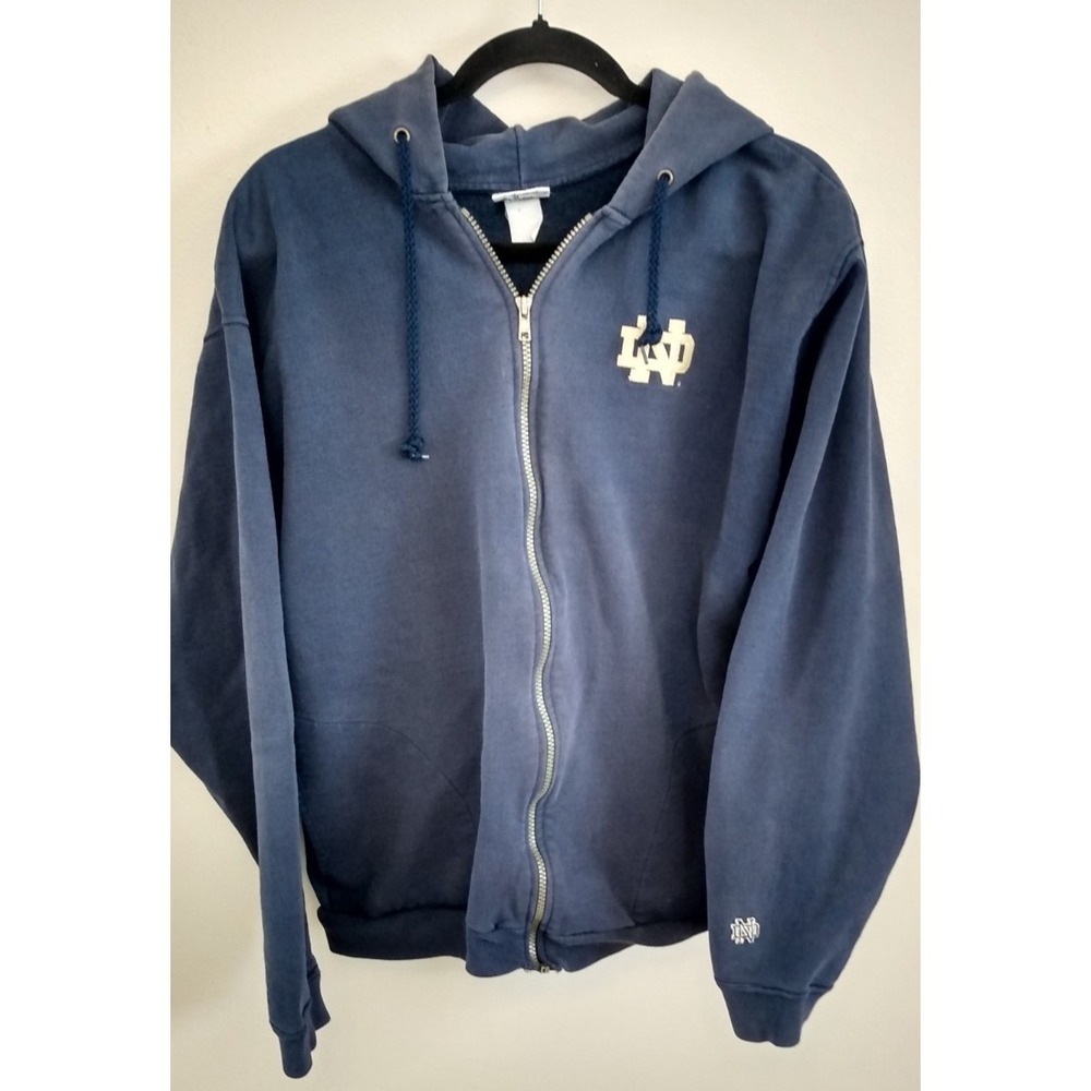 V I N T A G E Notre Dame Fighting Irish Hoodie Mens L Faded Blue Sweatshirt 90s
